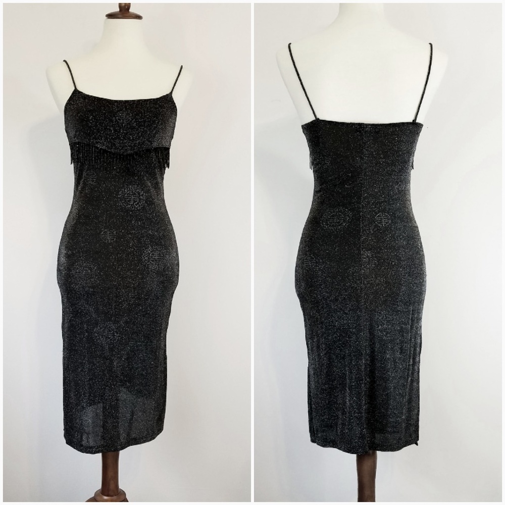 CHEROY Sparkly Black Sheer Cocktail Evening Dress